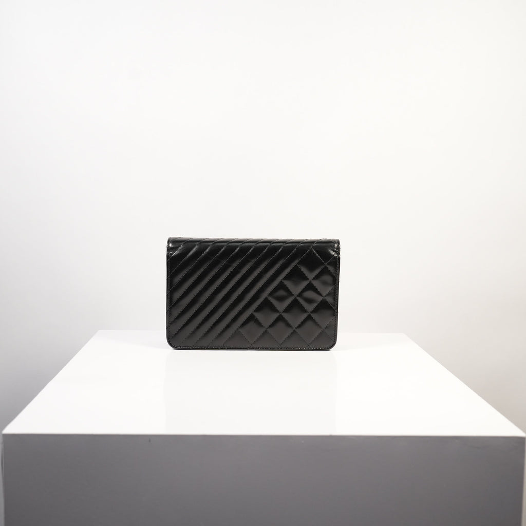Chanel Coco Boy Wallet on Chain (WOC) Mix of Diagonal Chevron and Diamond Quilting