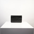 Chanel Coco Boy Wallet on Chain (WOC) Mix of Diagonal Chevron and Diamond Quilting