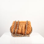 Chanel Tan/Brown Quilted Lambskin Leather Chain Around Mini Messenger Bag