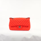Chanel Red Quilted Jersey Medium Classic Single Flap