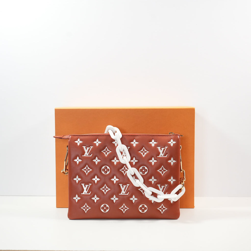 Louis Vuitton Coussin PM (Full Set) in Terracotta Monogram Embossed Lambskin (2 straps