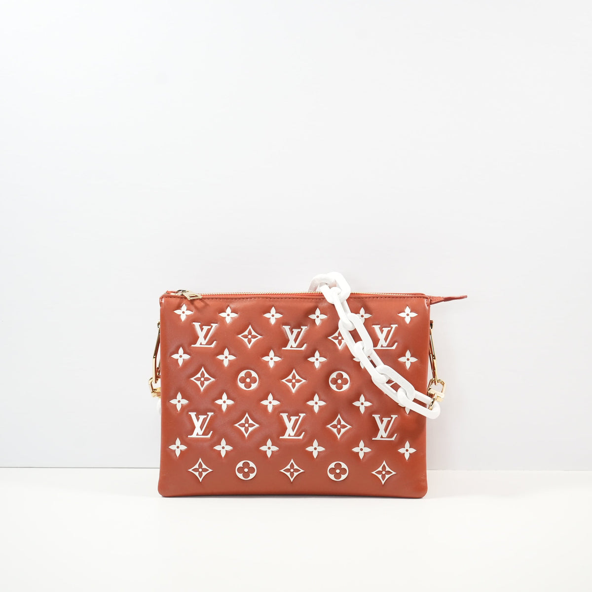 Louis Vuitton Coussin PM (Full Set) in Terracotta Monogram Embossed Lambskin (2 straps