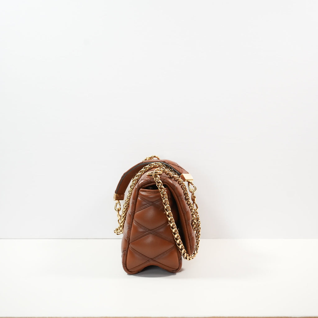 Louis Vuitton GO-14 MM Malletage Brown Leather Bag Twist Lock (Full Set)