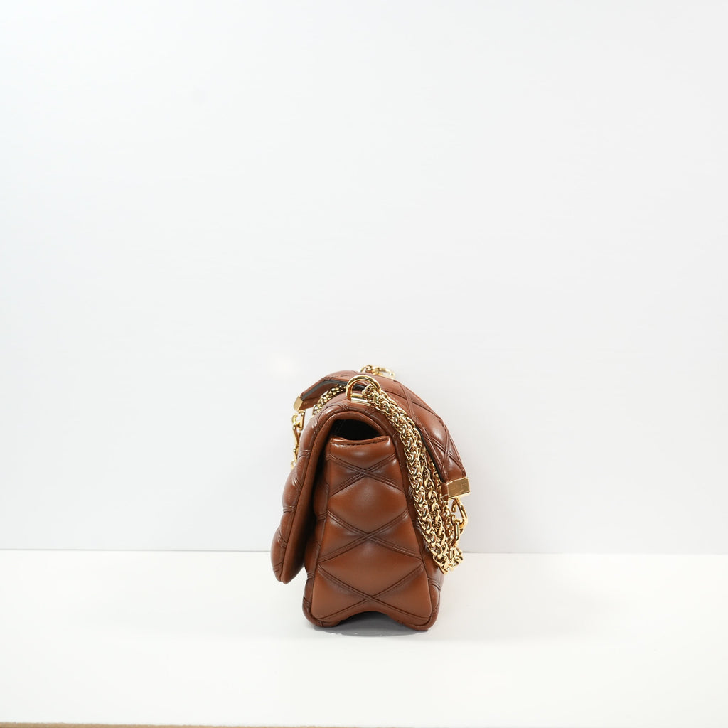 Louis Vuitton GO-14 MM Malletage Brown Leather Bag Twist Lock (Full Set)