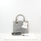 Christian Dior Grey Lady Dior Embroidered Canvas w/ Dust Bag
