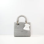 Christian Dior Grey Lady Dior Embroidered Canvas w/ Dust Bag