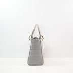 Christian Dior Grey Lady Dior Embroidered Canvas w/ Dust Bag