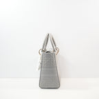 Christian Dior Grey Lady Dior Embroidered Canvas w/ Dust Bag