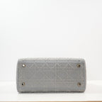 Christian Dior Grey Lady Dior Embroidered Canvas w/ Dust Bag