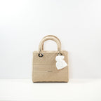 Christian Dior Biege Lady Dior Embroidered Canvas w/ Dust Bag