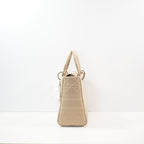 Christian Dior Biege Lady Dior Embroidered Canvas w/ Dust Bag
