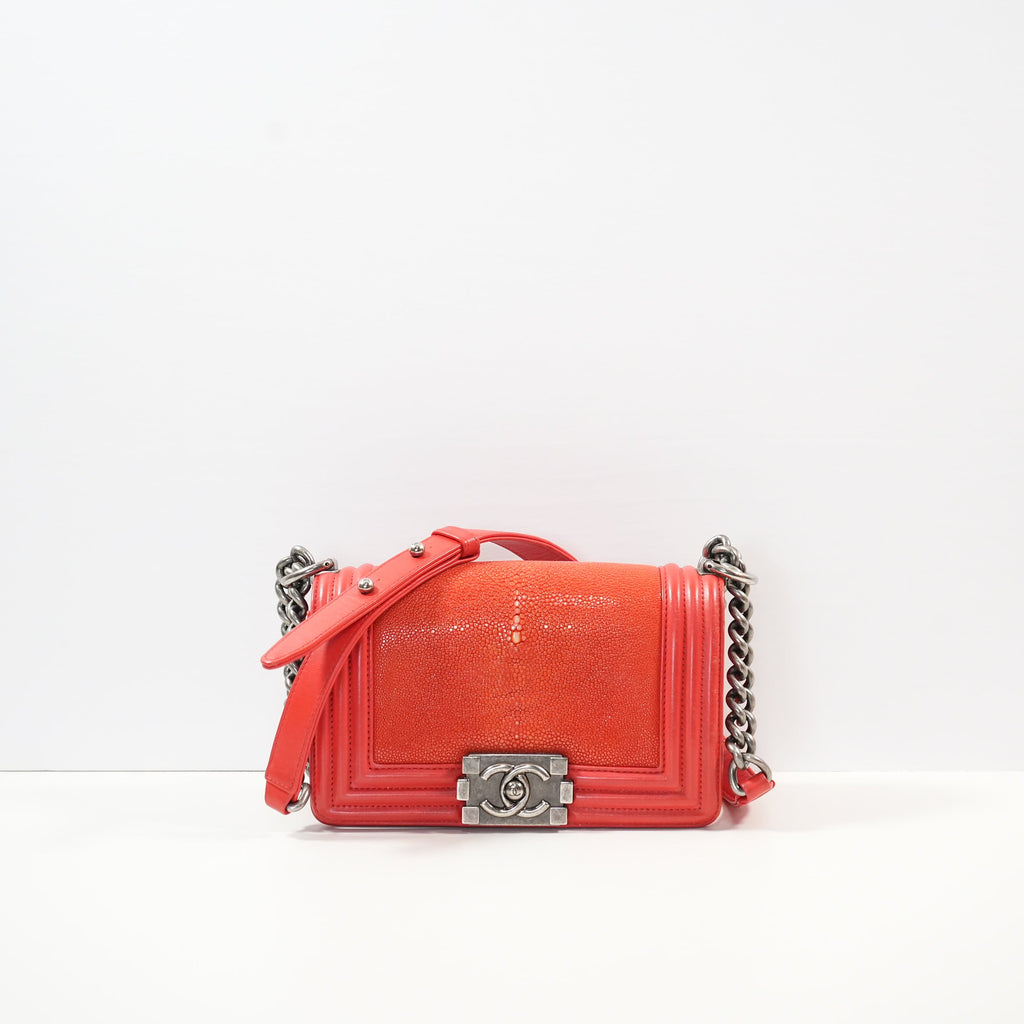 Chanel Vibrant Red Rare Galuchat (Stingray) Boy Bag