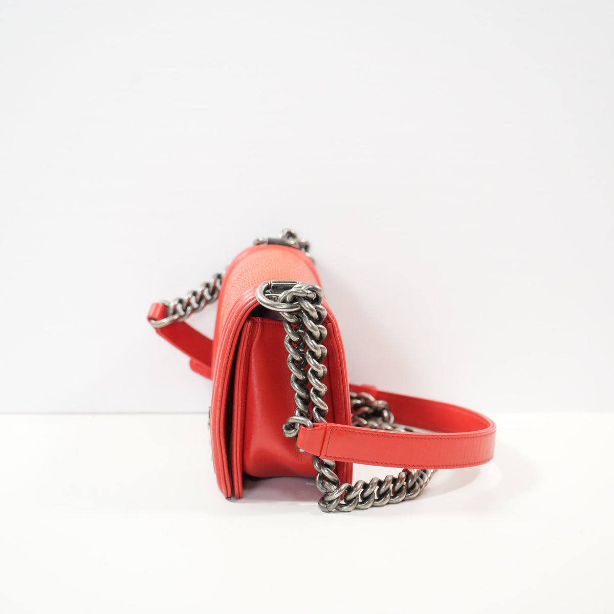 Chanel Vibrant Red Rare Galuchat (Stingray) Boy Bag