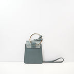 Chloe Suede Blue Grey Calfskin Top Handle Crossbody With Dust Bag