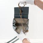 Chloe Suede Blue Grey Calfskin Top Handle Crossbody With Dust Bag