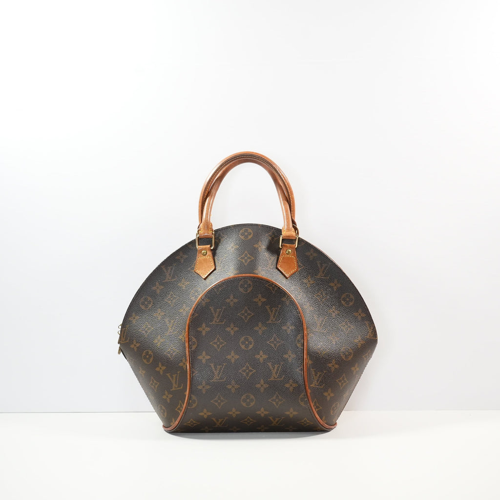 Louis Vuitton Ellipse handbag in monogram brown in distinctive rigid curved sihouette (dustbag)