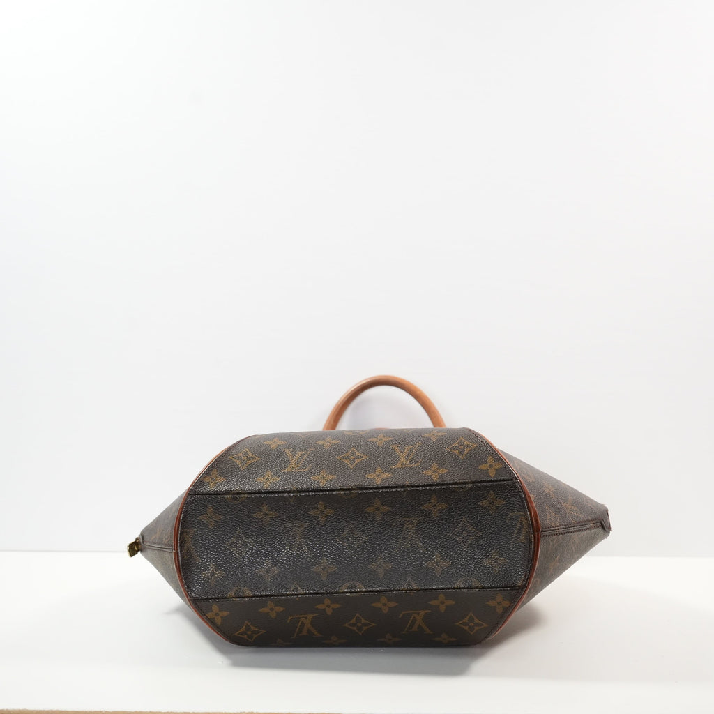 Louis Vuitton Ellipse handbag in monogram brown in distinctive rigid curved sihouette (dustbag)