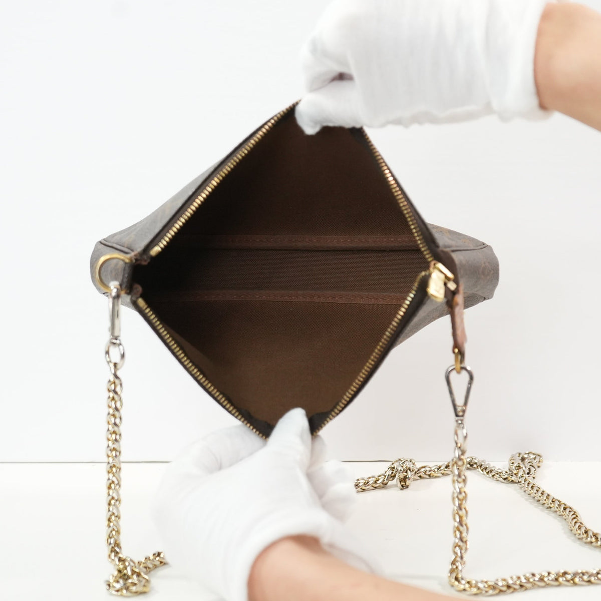 Louis Vuitton Pochette Brown Monogram Accessories (not original chain)