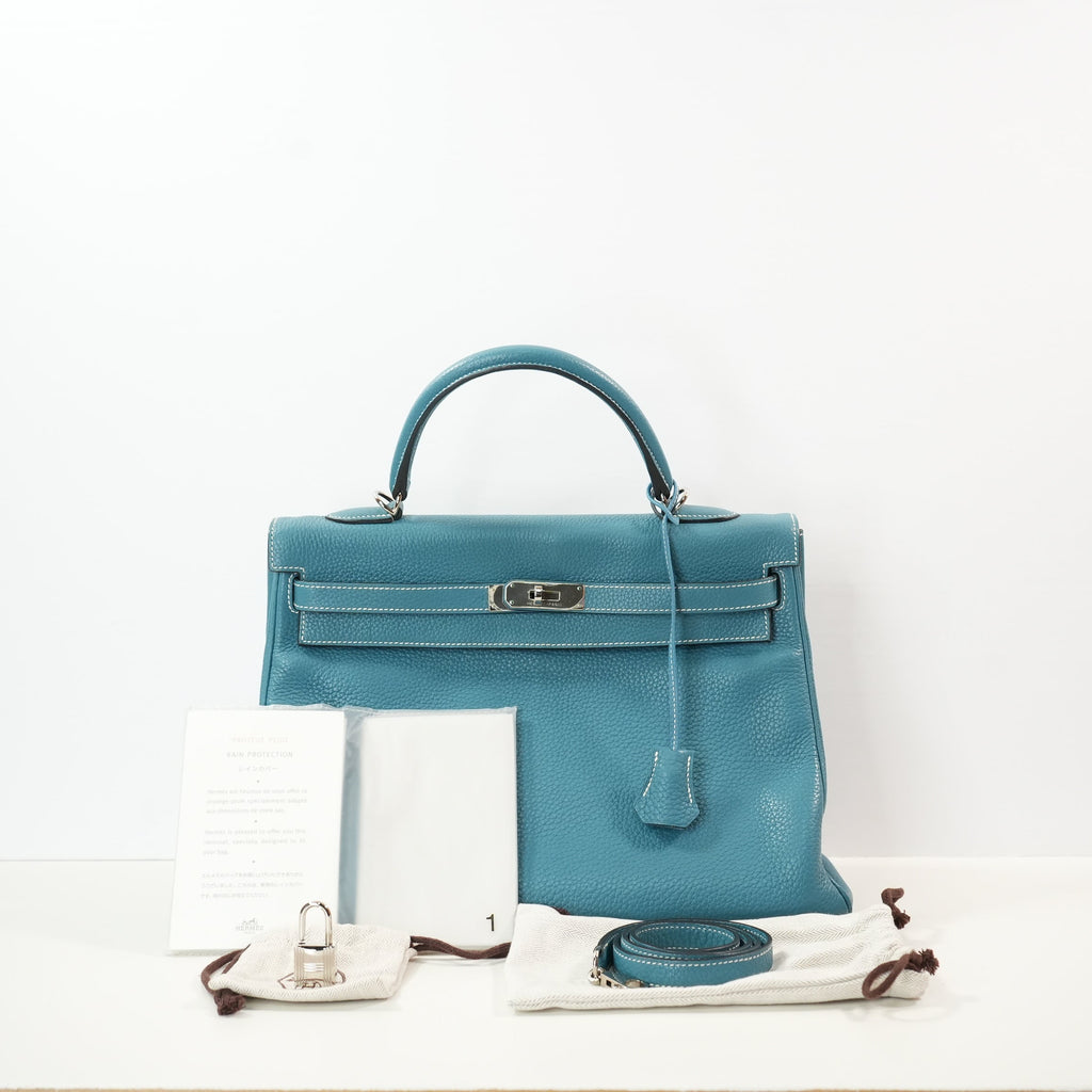 Hermes Kelly 35 Retourne Blue Jean Togo Leather (J/2006)