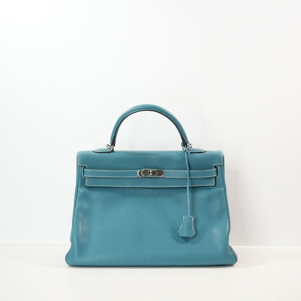 Hermes Kelly 35 Retourne Blue Jean Togo Leather (J/2006)