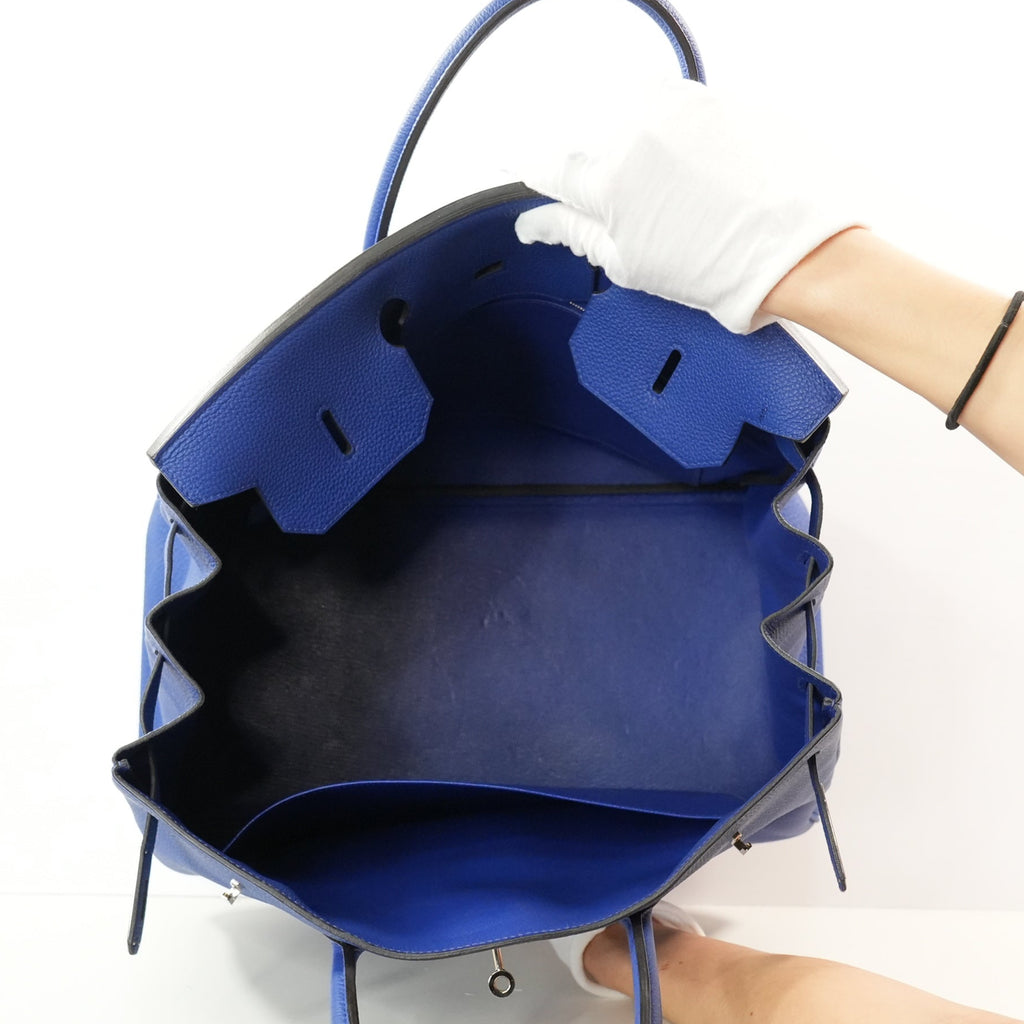 Hermes Birkin 40 in Bleu Saphir Clemence Leather (Q/2013)
