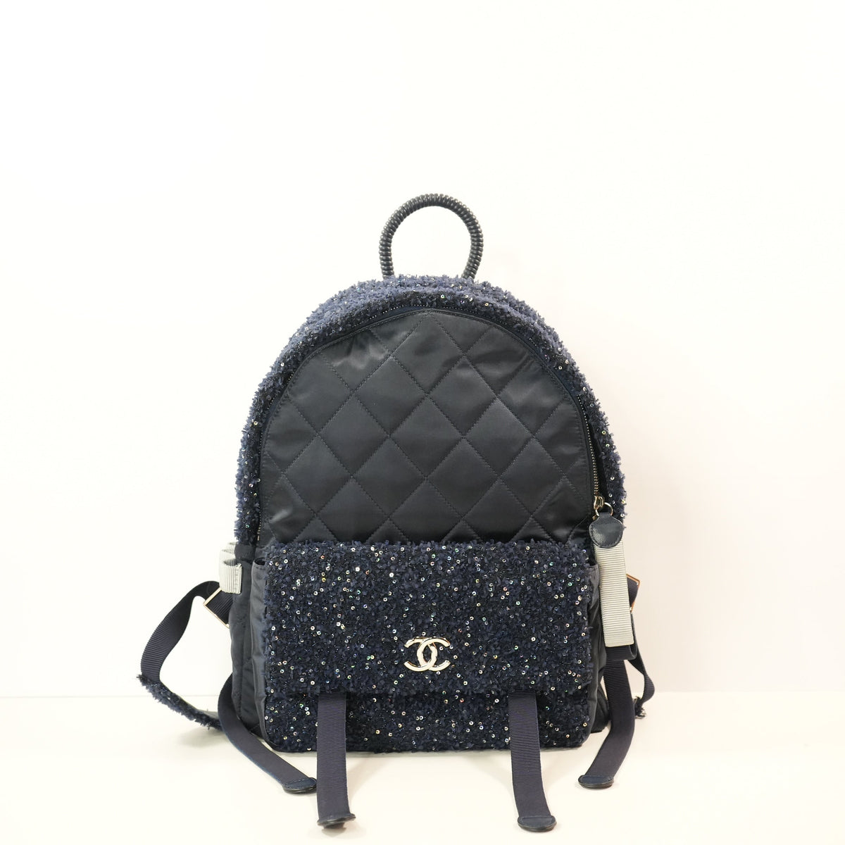 Chanel Midnight Dark Blue Sparkle Astronaut Essentials Backpack ( Full Set)