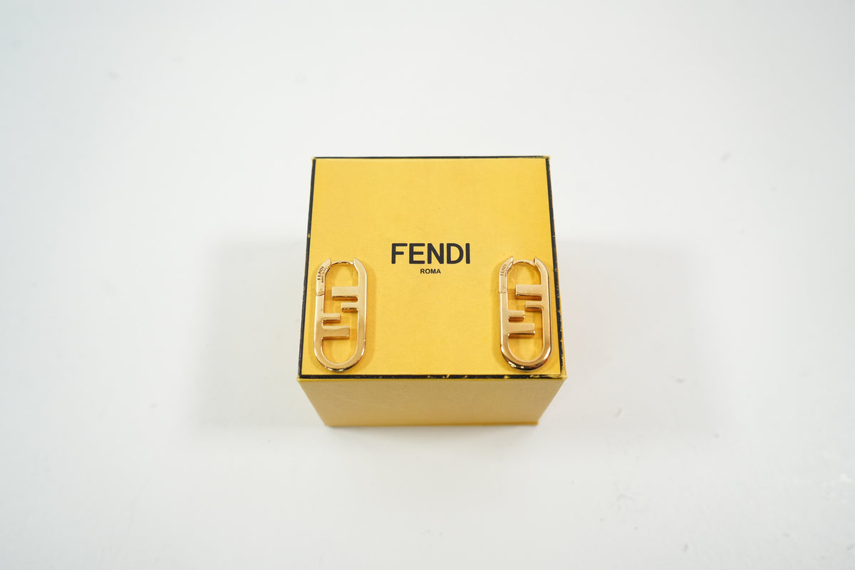 Fendi Gold FF Logo Earrings Full Set