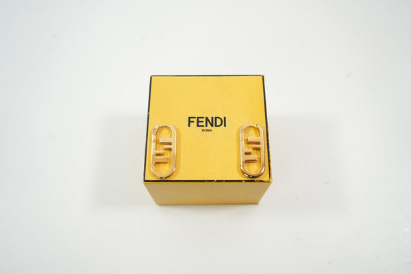 Fendi Gold FF Logo Earrings Full Set