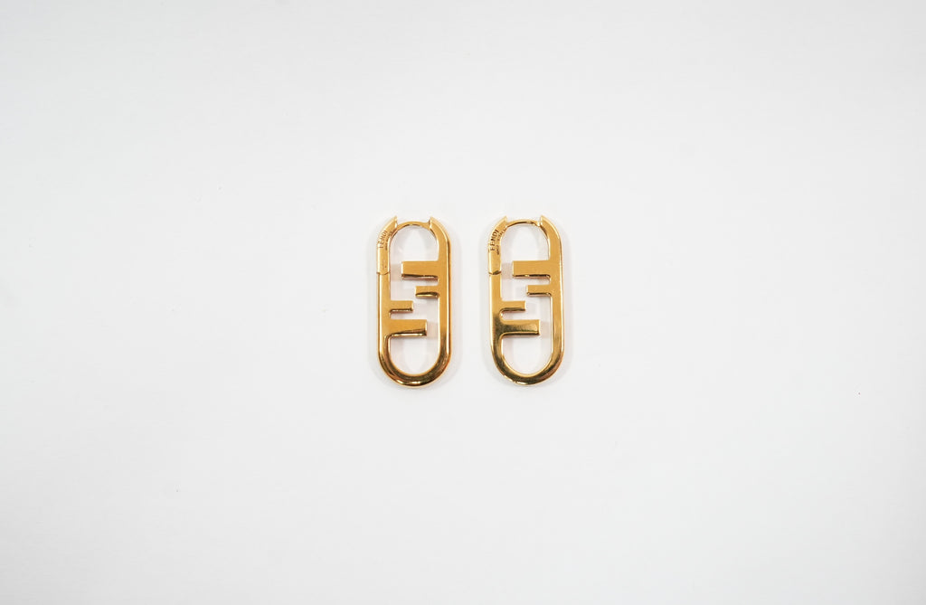 Fendi Gold FF Logo Earrings Full Set