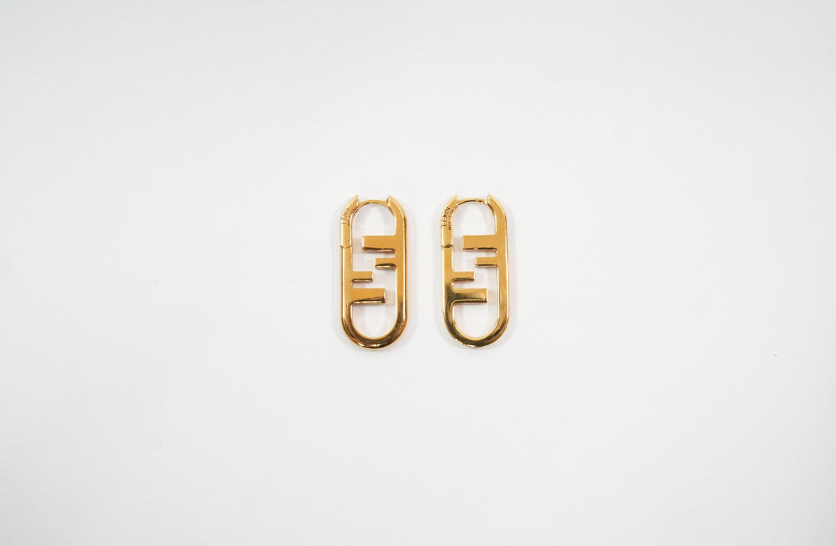 Fendi Gold FF Logo Earrings Full Set