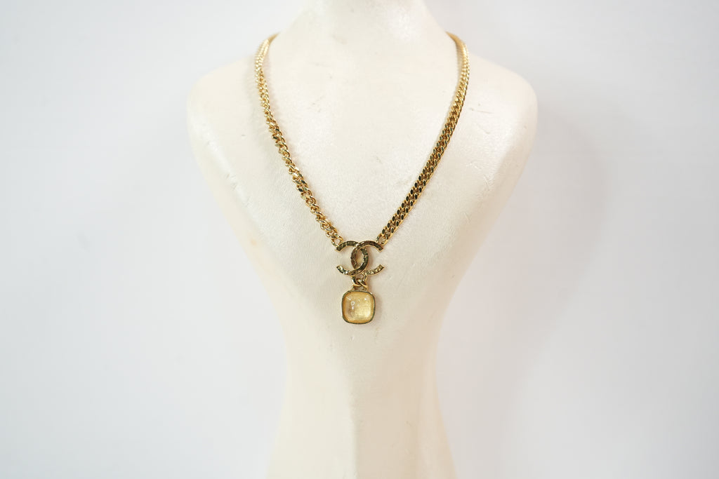 Chanel Interlocking CC Yellow Stone Necklace Full Set