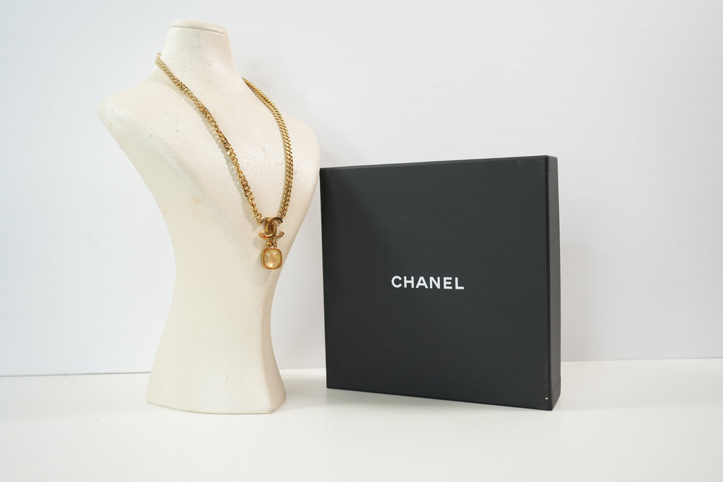 Chanel Interlocking CC Yellow Stone Necklace Full Set