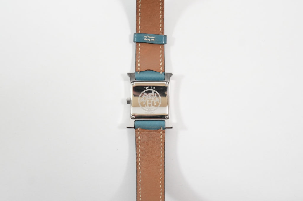 Hermes Heure H Blue Leather Watch 21MM Full Set