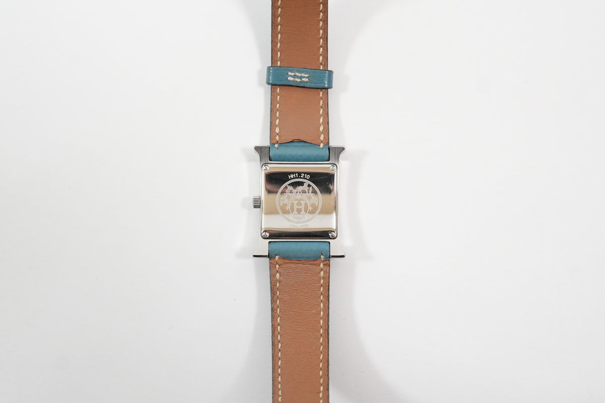 Hermes Heure H Blue Leather Watch 21MM Full Set