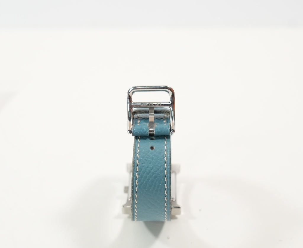 Hermes Heure H Blue Leather Watch 21MM Full Set