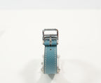 Hermes Heure H Blue Leather Watch 21MM Full Set