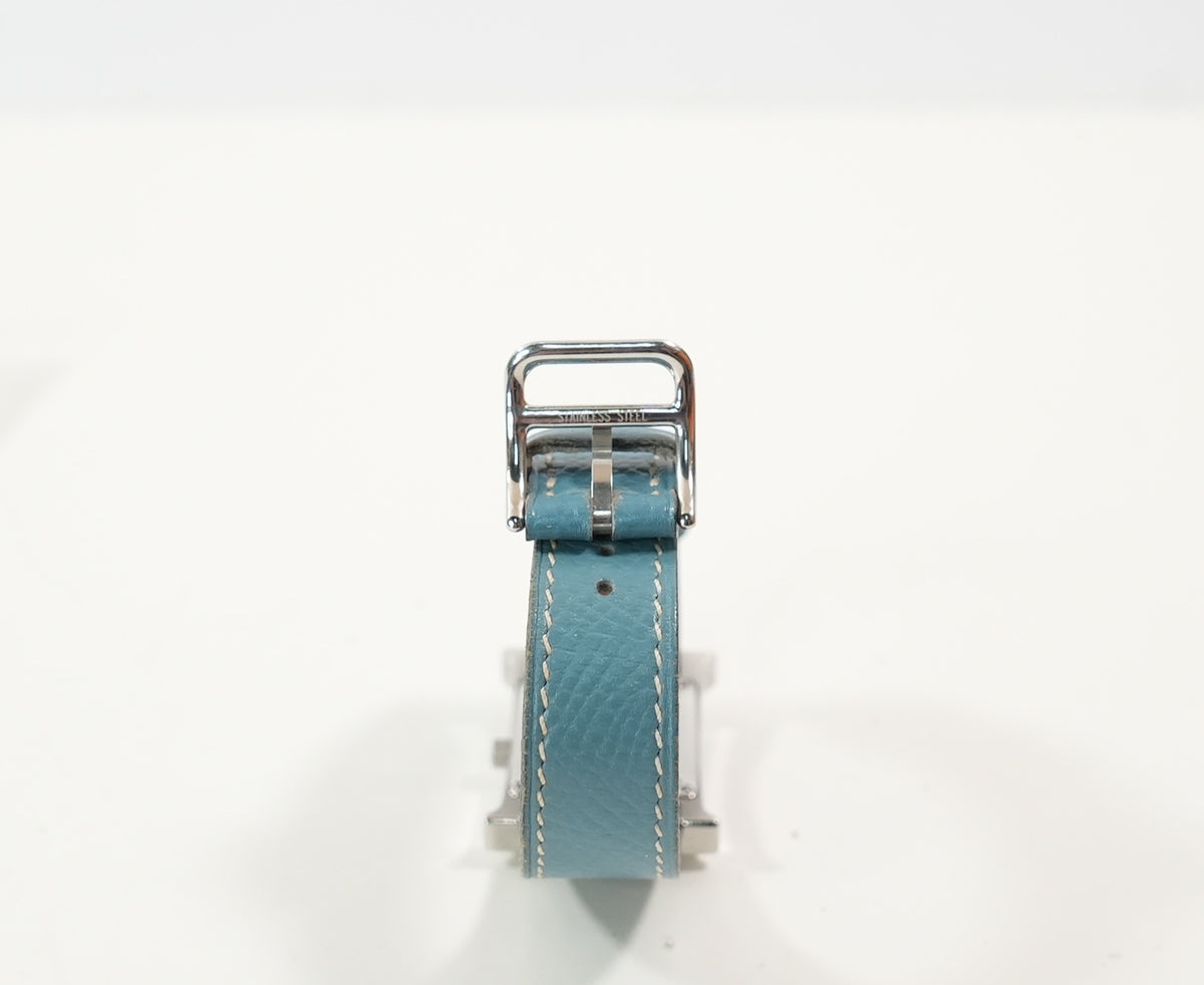 Hermes Heure H Blue Leather Watch 21MM Full Set