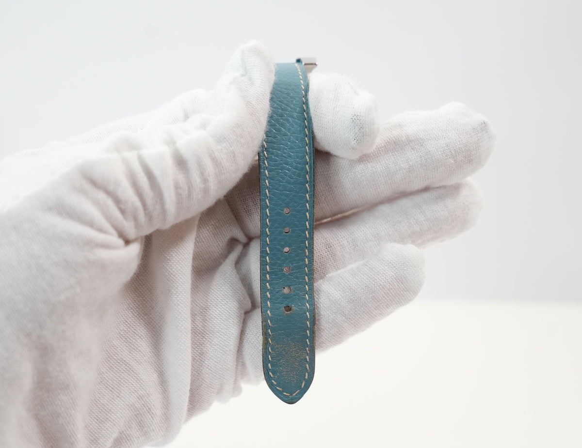 Hermes Heure H Blue Leather Watch 21MM Full Set