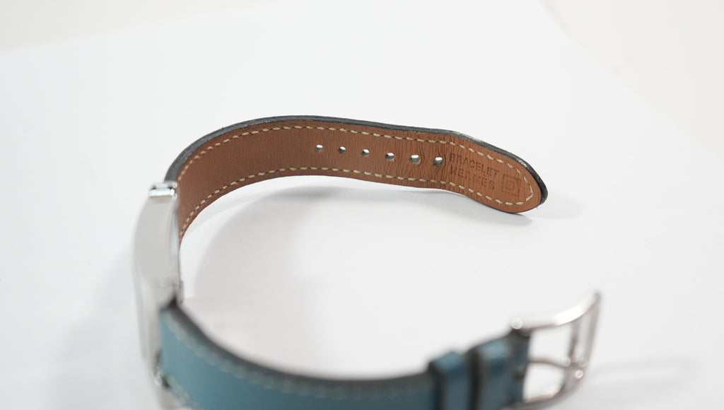 Hermes Heure H Blue Leather Watch 21MM Full Set