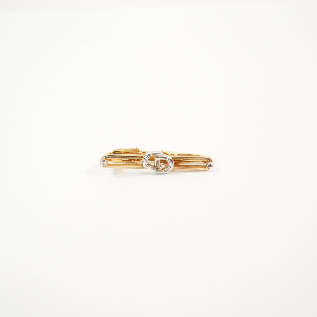 Christian Dior Interlocked two toned clip on brooch