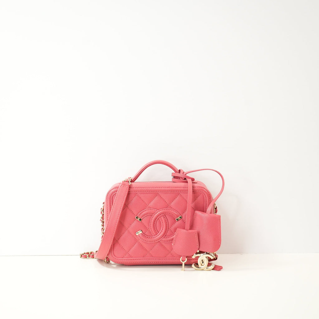 Chanel Caviar Quilted Small CC Filigree Vanity Case (dust bag)