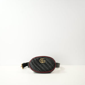 Gucci GG Marmont Torchon Belt Bag in black with a red trim