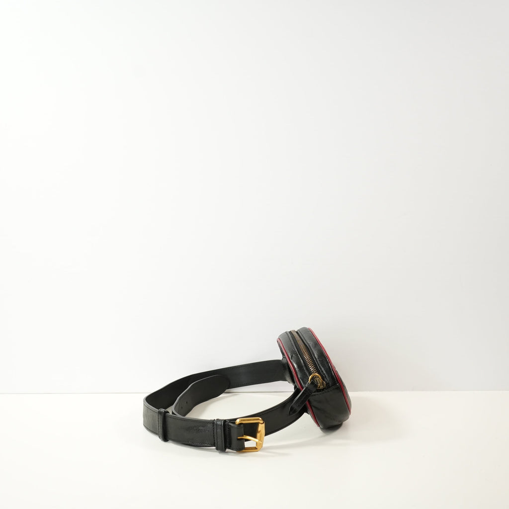 Gucci GG Marmont Torchon Belt Bag in black with a red trim