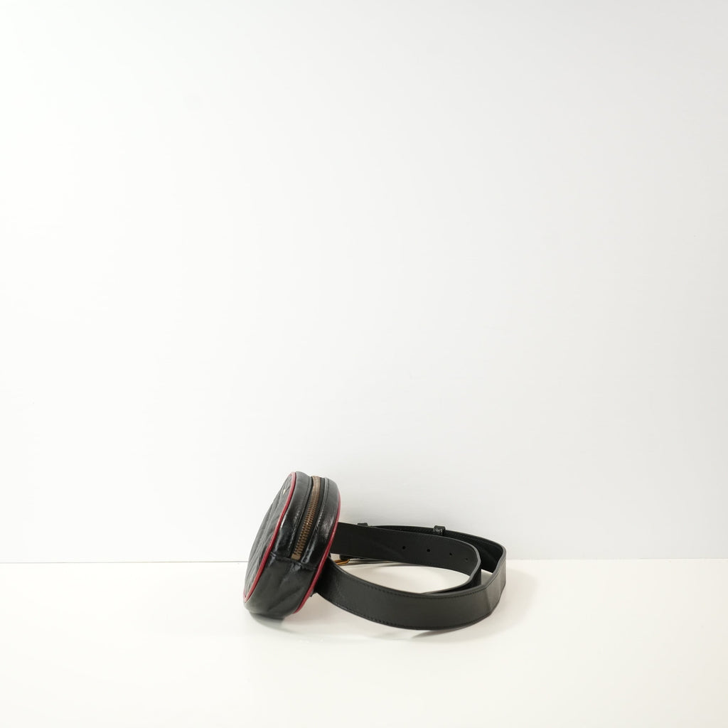 Gucci GG Marmont Torchon Belt Bag in black with a red trim