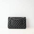 Chanel Double Flap Bag (Med)(Full Set) in black quilted lambskin with silver hardware