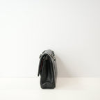 Chanel Double Flap Bag (Med)(Full Set) in black quilted lambskin with silver hardware