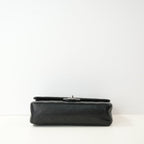 Chanel Double Flap Bag (Med)(Full Set) in black quilted lambskin with silver hardware