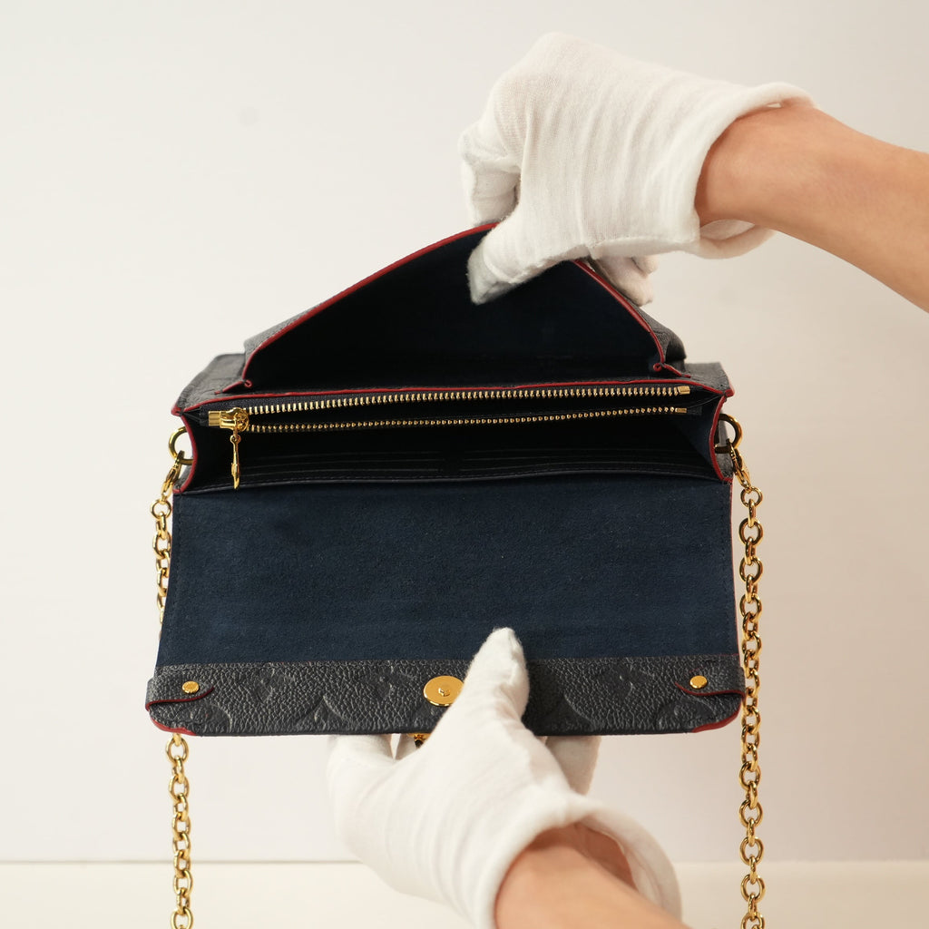 Louis Vuitton Vavin WOC in Navy with Red Highlights, Full Set