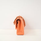 Chanel Quilted Lambskin Classic Double Flap In Vibrant Orange (M)