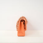 Chanel Quilted Lambskin Classic Double Flap In Vibrant Orange (M)
